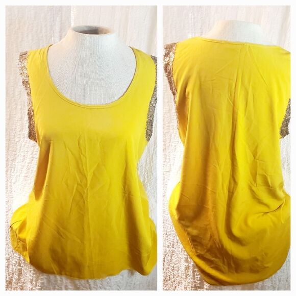Pearl Mustard Yellow Top Size Large - Picture 1 of 8